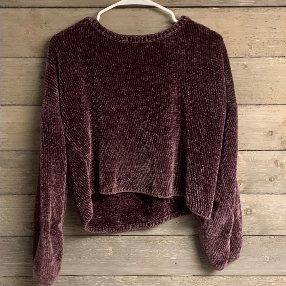 Purple cropped chenille sweater!